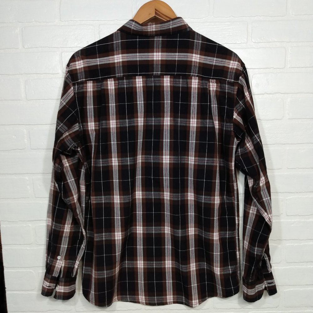 Matix men's large brown plaid long sleeve  button slim fit shirt L - Picture 6 of 7